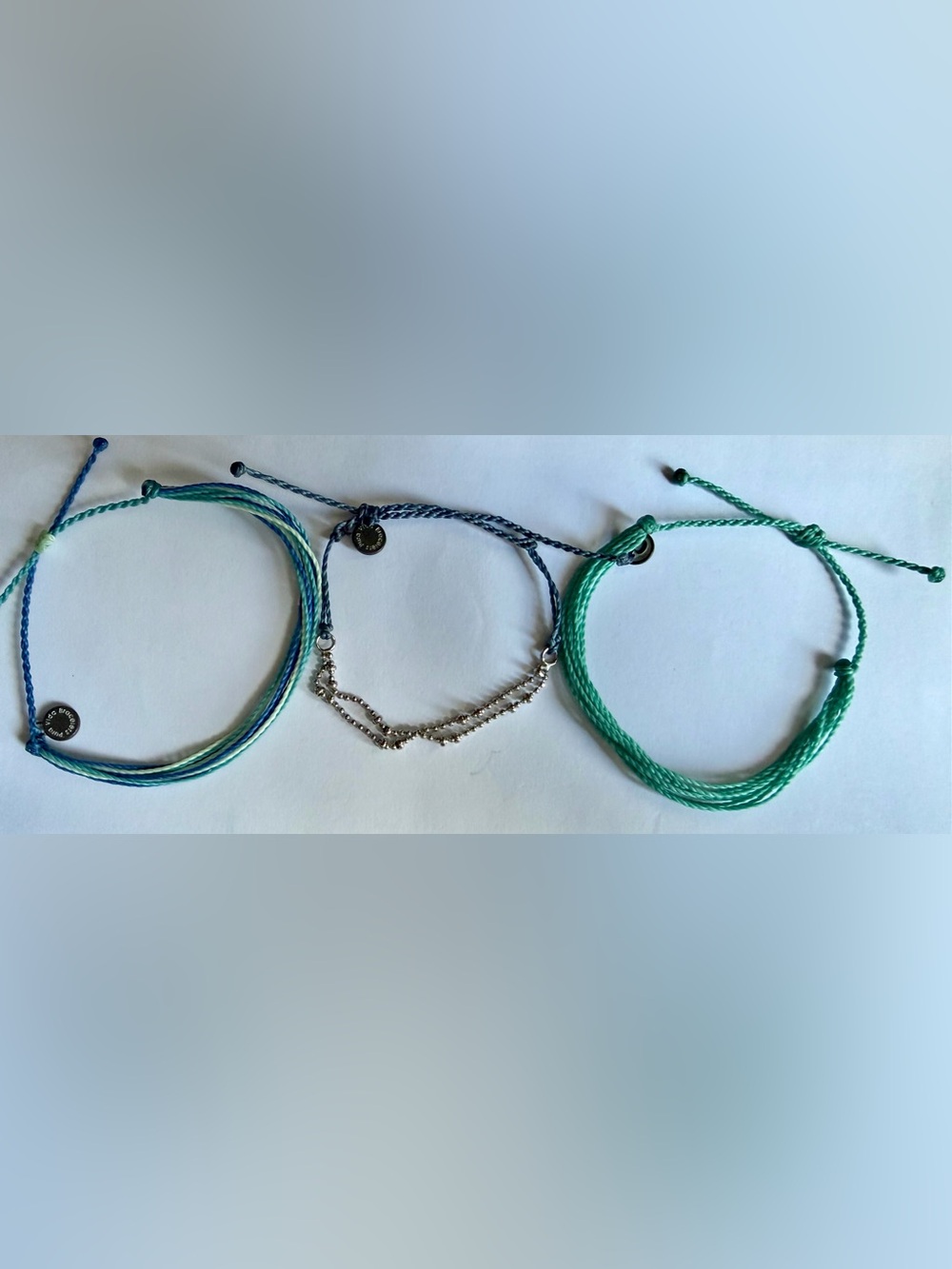 Pura Vida Turquoise, Teal and Navy Cord Bracelet Set with Silver Accents